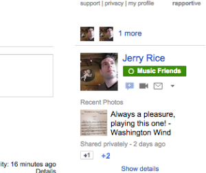 Google Plus photo is shared in the email sidebar when you've circled the contact.